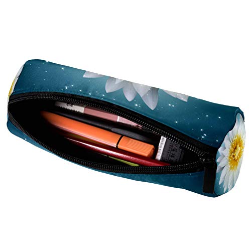 Bright Lotus Pencil Bag Pen Case Stationary Case Pencil Pouch Desk Organizer Makeup Cosmetic Bag for School Office