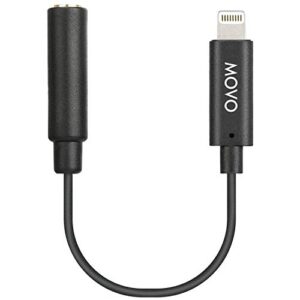 movo ima-2 3.5mm trs to lightning iphone headphone adapter - apple headphone adapter for iphone - iphone aux adapter for mics and headphones - 3.5 mm trs audio cable to lightning adapter for apple