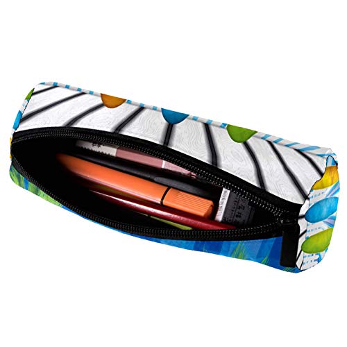 Summer Surfboard with Coconut Tree Pencil Bag Pen Case Stationary Case Pencil Pouch Desk Organizer Makeup Cosmetic Bag for School Office