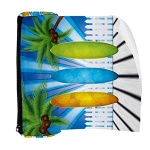 Summer Surfboard with Coconut Tree Pencil Bag Pen Case Stationary Case Pencil Pouch Desk Organizer Makeup Cosmetic Bag for School Office