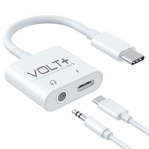 VOLT PLUS TECH USB C to 3.5mm Headphone Jack Audio Aux & C-Type Fast Charging Adapter Compatible with Samsung Galaxy Tab S7/S7+/S6/Lite/S5e/Plusand Many More Devices with C-Port