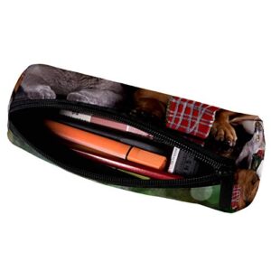 British Kitten and Dog Dachshund Pencil Bag Pen Case Stationary Case Pencil Pouch Desk Organizer Makeup Cosmetic Bag for School Office