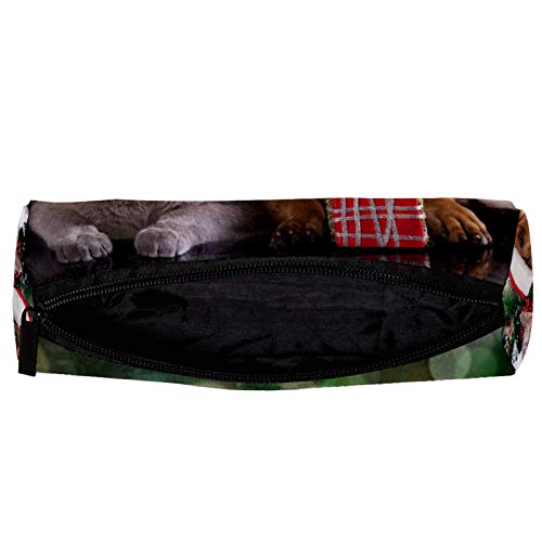 British Kitten and Dog Dachshund Pencil Bag Pen Case Stationary Case Pencil Pouch Desk Organizer Makeup Cosmetic Bag for School Office