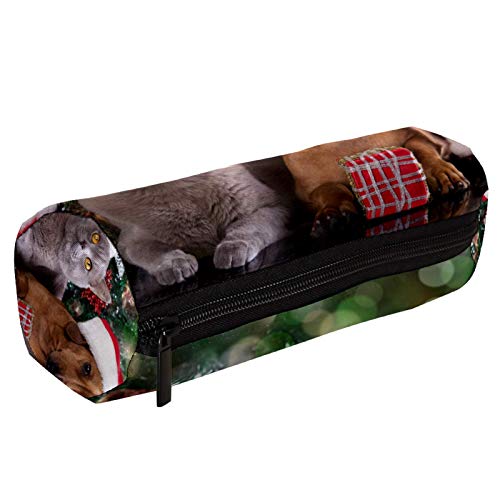 British Kitten and Dog Dachshund Pencil Bag Pen Case Stationary Case Pencil Pouch Desk Organizer Makeup Cosmetic Bag for School Office