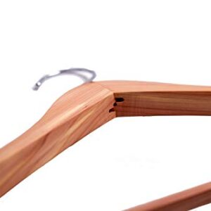 Ruumetry Cedar Hangers, Unfinished Red Cedar Wood Coat Suit Hangers, Luxury Wooden Jacket Clothes Hangers, Wide Shoulder with Square Cedar Pant Bar 360° Flexible Hook, 3 Pack