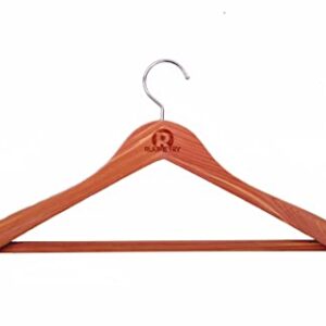 Ruumetry Cedar Hangers, Unfinished Red Cedar Wood Coat Suit Hangers, Luxury Wooden Jacket Clothes Hangers, Wide Shoulder with Square Cedar Pant Bar 360° Flexible Hook, 3 Pack