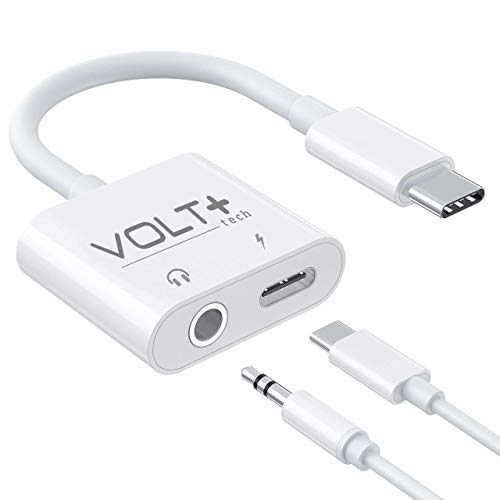 Volt Plus Tech USB C to 3.5mm Headphone Jack Audio Aux & C-Type Fast Charging Adapter Compatible with Your Samsung LG Google Apple iPadsand Many More Devices with C-Port