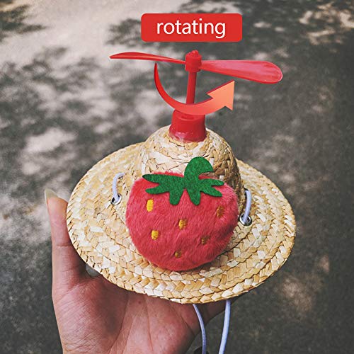 La La Pet® Adjustable Cute Mini Pet Sombrero Dog Straw Hat Cat Woven Hat Puppy Sun Bucket Cap for Small Dogs Puppy Cats Supplies (Strawberry,L)