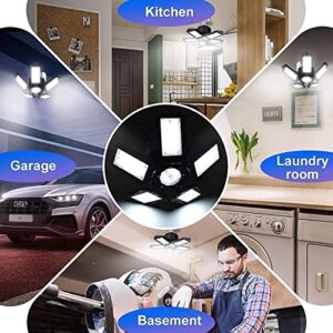 KPBOTL Garage Lights 2 Pack 100W LED Garage Light Screw in Garage Light Bulb 5+1 Panels Garage Lighting 10000LM 6500K Deformable Garage Lights Ceiling LED Shop Light for Workshop Attic Basement