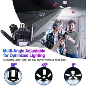 KPBOTL Garage Lights 2 Pack 100W LED Garage Light Screw in Garage Light Bulb 5+1 Panels Garage Lighting 10000LM 6500K Deformable Garage Lights Ceiling LED Shop Light for Workshop Attic Basement