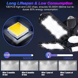 KPBOTL Garage Lights 2 Pack 100W LED Garage Light Screw in Garage Light Bulb 5+1 Panels Garage Lighting 10000LM 6500K Deformable Garage Lights Ceiling LED Shop Light for Workshop Attic Basement