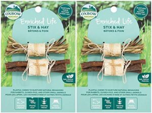 oxbow animal health 4 pack of enriched life stix and hay small pet chews