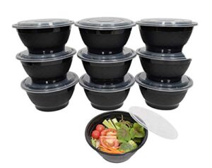 elam meal prep plastic container noodle bowl 25-pack 42oz to-go containers take -out round bowls with lids food storage salad bowl bento box microwavable(bpa free) freezer/dishwasher safe disposable