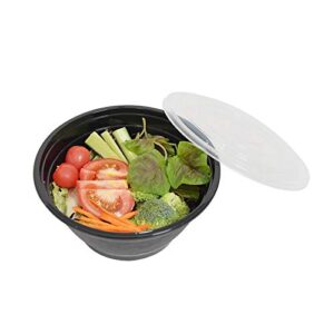 Elam Meal Prep Plastic Container Noodle Bowl 25-pack 42oz To-Go Containers Take -Out Round Bowls with Lids Food Storage Salad Bowl Bento Box Microwavable(BPA Free) Freezer/Dishwasher Safe Disposable