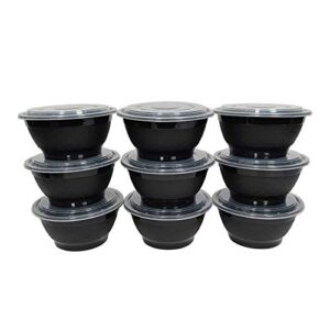 Elam Meal Prep Plastic Container Noodle Bowl 25-pack 42oz To-Go Containers Take -Out Round Bowls with Lids Food Storage Salad Bowl Bento Box Microwavable(BPA Free) Freezer/Dishwasher Safe Disposable