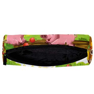 Pigs at The Farm Playground Pencil Bag Pen Case Stationary Case Pencil Pouch Desk Organizer Makeup Cosmetic Bag for School Office