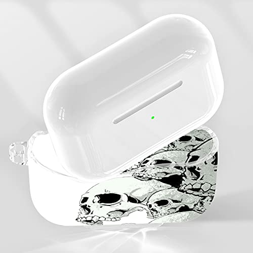 POKABOO AirPods Pro Case, Clear Soft TPU Protective Cover Case for AirPods 3 (Front LED Visible) Wireless Charging AirPods Pro Case with Keychain (Skull)