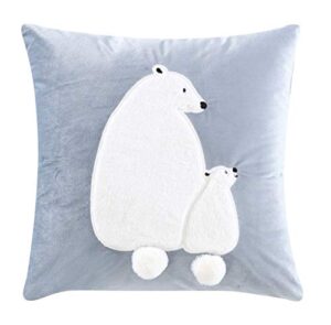 chezmoi collection velvet 3d polar bear pillow removable cover with pillow insert, faux fur throw pillow, decorative for sofa couch living room bedroom 18 x 18 inches