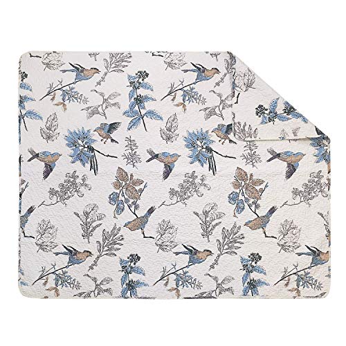 Brandream 3PC Birds Bedding Blanket Pillow Shams Set of 2 Standard Size Plus Cotton Quilted Blanket