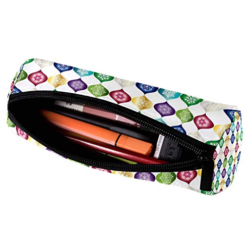 Colorful Abstract Snowflakes Pencil Bag Pen Case Stationary Case Pencil Pouch Desk Organizer Makeup Cosmetic Bag for School Office