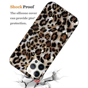 J.west Leopard Case Compatible with 12 Pro Max, Luxury Sparkle Cheetah Print Design Soft Silicone Phone Case Cover Girl Women with TPU Bumper for iPhone 12 Pro Max Case 6.7 Inch (Bling)