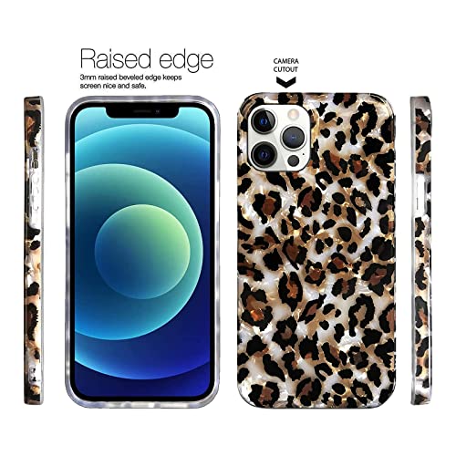 J.west Leopard Case Compatible with 12 Pro Max, Luxury Sparkle Cheetah Print Design Soft Silicone Phone Case Cover Girl Women with TPU Bumper for iPhone 12 Pro Max Case 6.7 Inch (Bling)