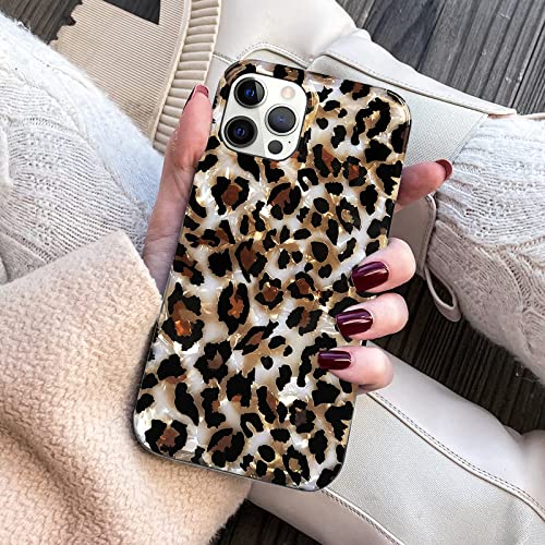 J.west Leopard Case Compatible with 12 Pro Max, Luxury Sparkle Cheetah Print Design Soft Silicone Phone Case Cover Girl Women with TPU Bumper for iPhone 12 Pro Max Case 6.7 Inch (Bling)