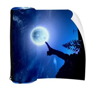 Cat Catching Moon Pencil Bag Pen Case Stationary Case Pencil Pouch Desk Organizer Makeup Cosmetic Bag for School Office