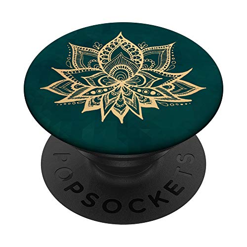 Emerald Green Lotus Flower Boho Modern Yoga Floral PopSockets Swappable PopGrip