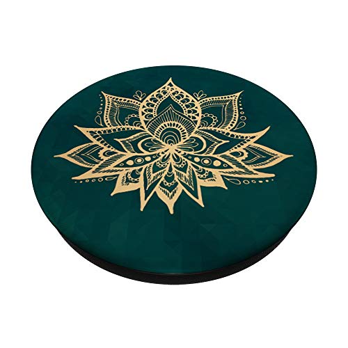 Emerald Green Lotus Flower Boho Modern Yoga Floral PopSockets Swappable PopGrip