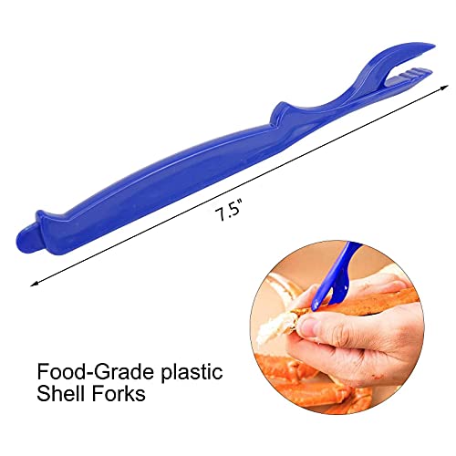 HOMOKUS Seafood Tools 21 Pcs Nut Crab Crackers Set including 6 Crab Leg Crackers, 6 Lobster Shell Forks, 6 Crab Leg Forks 2 Seafood Scissors & Storage Bag