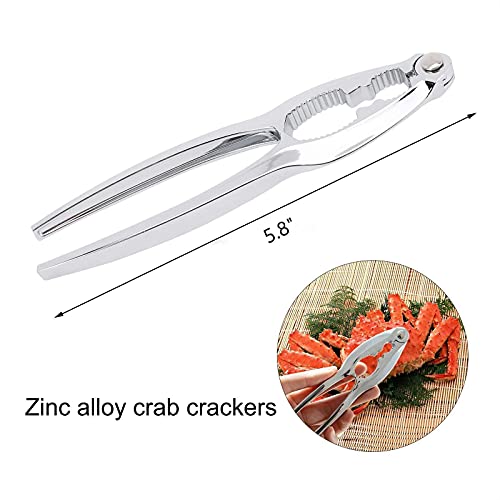 HOMOKUS Seafood Tools 21 Pcs Nut Crab Crackers Set including 6 Crab Leg Crackers, 6 Lobster Shell Forks, 6 Crab Leg Forks 2 Seafood Scissors & Storage Bag