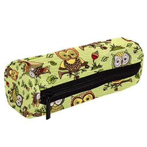 Flowers and Owls Pencil Bag Pen Case Stationary Case Pencil Pouch Desk Organizer Makeup Cosmetic Bag for School Office