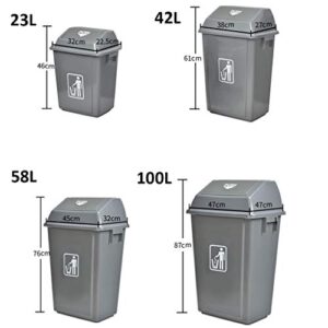 NYKK Wastebasket 23 Litre / 6 Gallon Swing Cover Trash Can (Gray) Waste Container (Capacity : 23L)