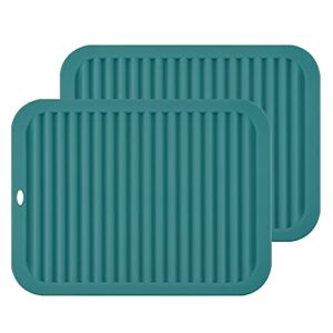 smithcraft silicone trivets for hot dishes, pots and pans, hot pads for kitchen counter, silicone pot holders mats, heat resistant mat for quartz countertops, multi use silicone trivet mat set 2 teal