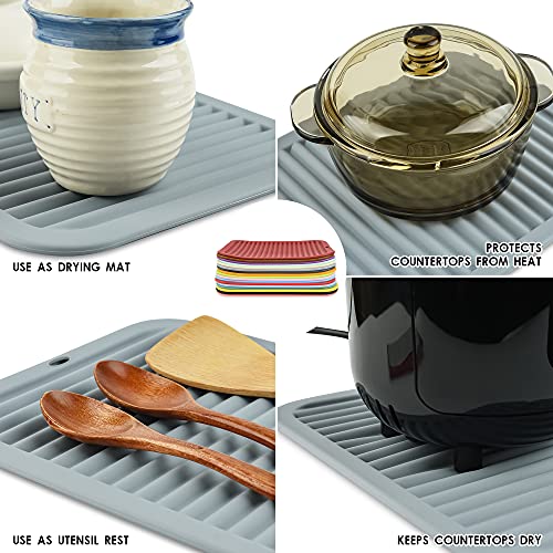 Smithcraft Silicone Trivets for Hot Dishes, Pots and Pans, Hot Pads for Kitchen Counter, Silicone Pot Holders Mats, Heat Resistant Mat for Quartz Countertops, Multi Use Silicone Trivet Mat Set 2 Teal