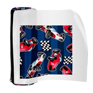 Racing Cars with Blue Stripes Pencil Bag Pen Case Stationary Case Pencil Pouch Desk Organizer Makeup Cosmetic Bag for School Office