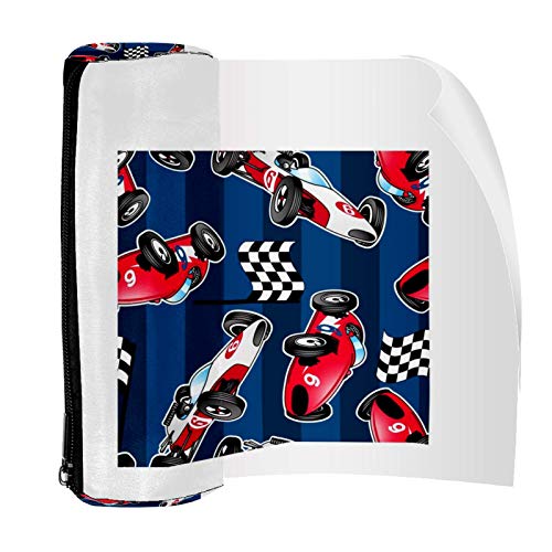 Racing Cars with Blue Stripes Pencil Bag Pen Case Stationary Case Pencil Pouch Desk Organizer Makeup Cosmetic Bag for School Office