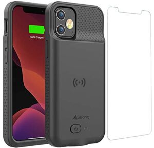 alpatronix battery case for iphone 12 pro & iphone 12 (6.1 inch), strong slim portable protective extended charging cover compatible with wireless charging, apple pay, carplay - bx12 - black
