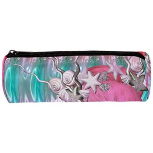 mermaid sea shells and star fish decorate her hair pencil bag pen case stationary case pencil pouch desk organizer makeup cosmetic bag for school office