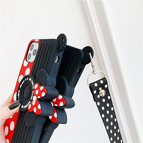 iPhone 12 Case, iPhone 12 Pro Case, Cute 3D Camera Case with Polka Dots Lanyard, Soft Silicone Case for Teens Girls Women for iPhone 12/12 Pro 6.1 inch 2020 Black/Red