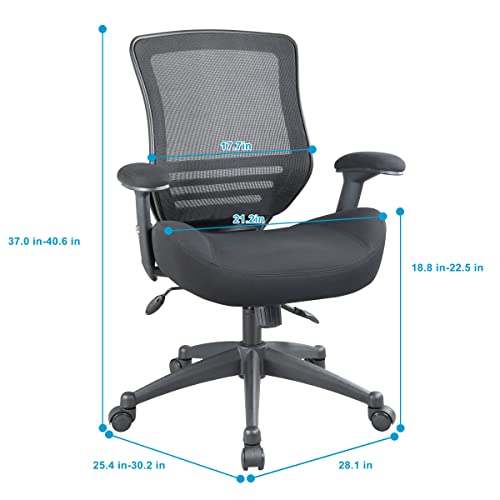 BOLISS Office Chair Ergonomic Desk Chair Mesh Computer Chair Height Adjusting Arm Waist Support Function - Black