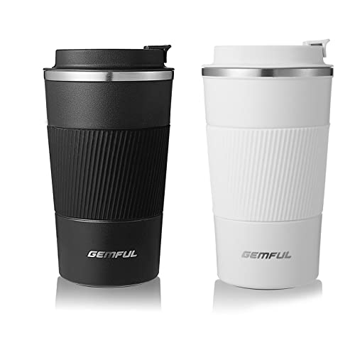 GEMFUL Travel Coffee Mug Double Walled Insulated Tumbler Cups for Cold and Hot Drinks 17oz