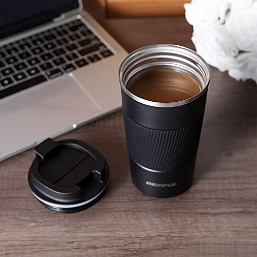 GEMFUL Travel Coffee Mug Double Walled Insulated Tumbler Cups for Cold and Hot Drinks 17oz