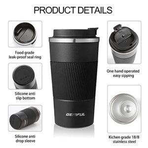 GEMFUL Travel Coffee Mug Double Walled Insulated Tumbler Cups for Cold and Hot Drinks 17oz