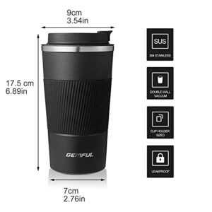 GEMFUL Travel Coffee Mug Double Walled Insulated Tumbler Cups for Cold and Hot Drinks 17oz