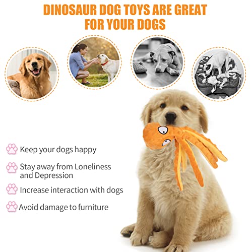 Alphatool Squeaky Dog Toys, Octopus Dog Toys for Aggressive Chewers, Tough No Stuffing Plush Dog Toys for Large Dogs, Crinkle Interactive Puppy Dog Toys for Small Medium Dogs(3pcs)