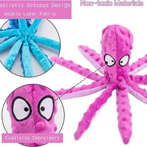 Alphatool Squeaky Dog Toys, Octopus Dog Toys for Aggressive Chewers, Tough No Stuffing Plush Dog Toys for Large Dogs, Crinkle Interactive Puppy Dog Toys for Small Medium Dogs(3pcs)