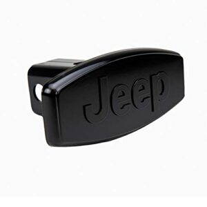 bully cr-005bk black plastic and metal universal fit truck jeep logo hitch cover fits 1.25" and 2" hitch receivers for trucks from chevy (chevrolet), ford, toyota, gmc, dodge ram, jeep