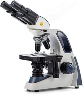 swift sw380b 40x-2500x magnification, siedentopf head, research-grade binocular compound lab microscope with wide-field 10x and 25x eyepieces,with 48pcs kids plastic prepared microscope slides